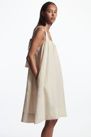 COS + Oversized Gathered Linen Dress