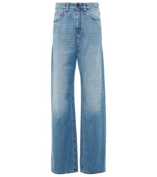 Brunello Cucinelli + Embellished High-Rise Wide-Leg Jeans