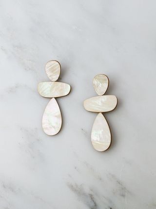 Wolf & Moon + Ana Earrings in Mother of Pearl