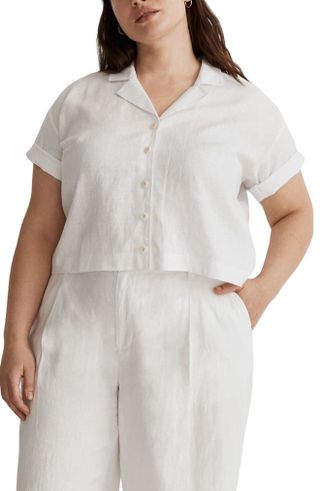 Madewell + Resort Linen Crop Shirt