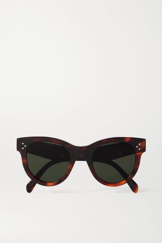Celine Eyewear + Round-Frame Tortoiseshell Acetate Sunglasses