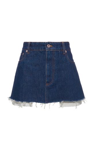 Miu Miu + Raw-Edge Denim Mini Skirt