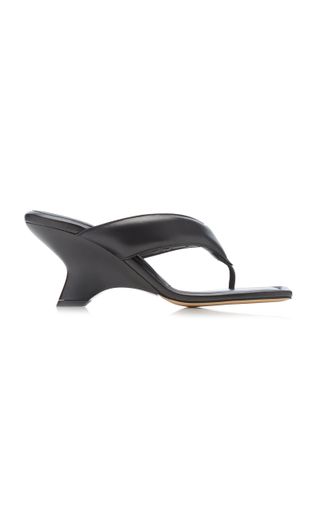 Gia Borghini + Padded Leather Wedge Sandals