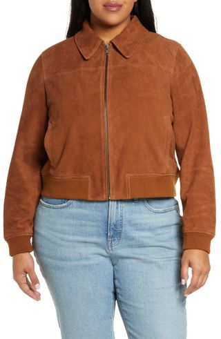 Treasure 
Bond + Suede Bomber Jacket