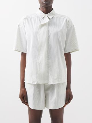 Deiji Studios + Asymmetric Striped Organic-cotton Shirt