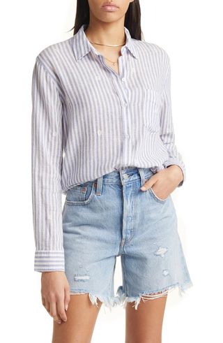Rails + Charli Stripe Linen Blend Button-Up Shirt