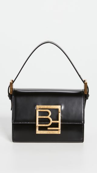 By Far + Fran Black Semi Patent Leather Bag