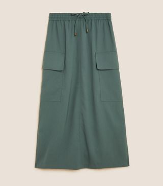 M&S Collection + Satin Side Split Midaxi Utility Skirt