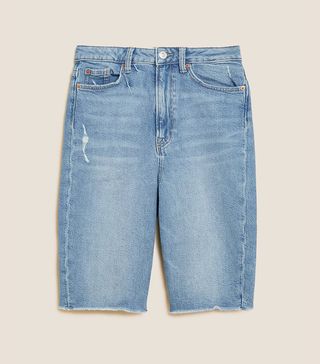 M&S Collection + Denim High Waisted Long Bermuda Shorts