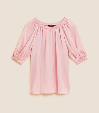 M&S Collection + Round Neck Short Sleeve Blouse