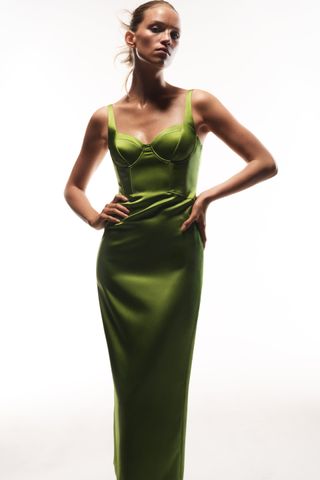 Zara + Satin Effect Corset Dress
