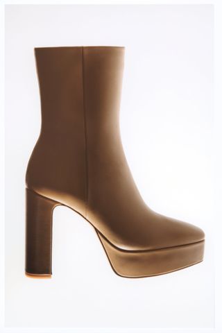 Zara + Platform Leather Ankle Boots