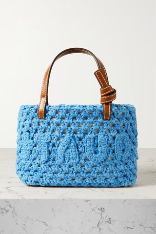 Staud + Ria Leather-Trimmed Crochet Tote