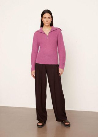 Vince + Half Zipped Ribbed Pullover