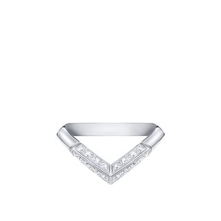 Louis Vuitton + LV Diamonds Pavé V Ring, Platinum