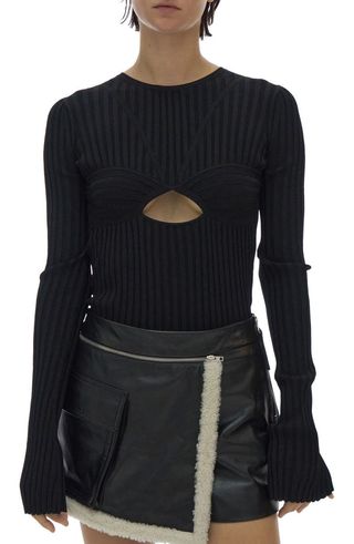 Helmut Lang + Cutout Detail Ribbed Sweater