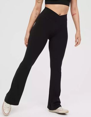 Aerie + High Waisted Crossover Flare Legging