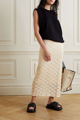 Jil Sander + Crocheted Cotton-Blend Maxi Skirt