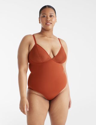 Ashley Graham x Knix + Mesh Deep-V Bodysuit