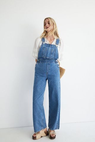 Warehouse + Denim Relaxed Wide Leg Dungarees