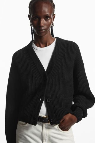 COS + Cropped Wool and Cashmere Blend Cardigan