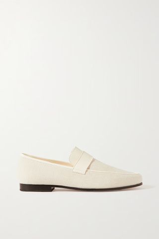 Toteme + Leather-Trimmed Canvas Penny Loafers