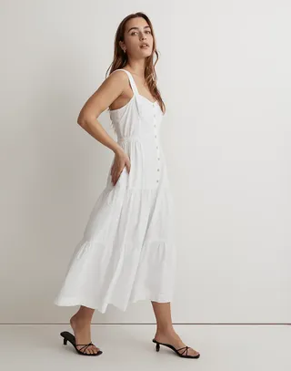 Madewell + Button-Front Tiered Midi Dress