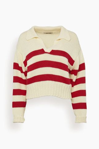 Ciao Lucia + Venezia Pullover in Ivory With Red Stripe
