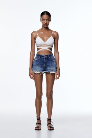 Zara + Mid-Rise Denim Shorts