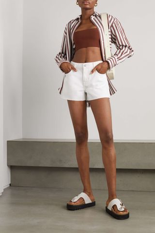 Frame + Le Grand Garcon Frayed Denim Shorts