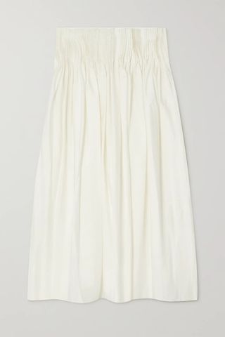 The Row + Mirons Pleated Woven Midi Skirt
