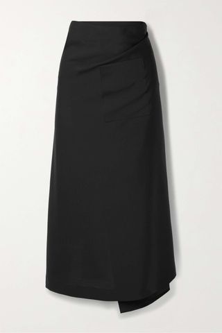 The Row + Onda Asymmetric Wool and Mohair-Blend Crepe Midi Wrap Skirt
