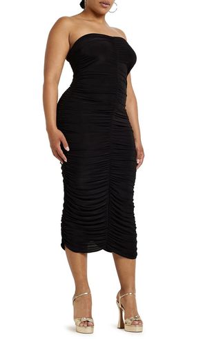 River Island + Charli Ruched Strapless Body-Con Dress