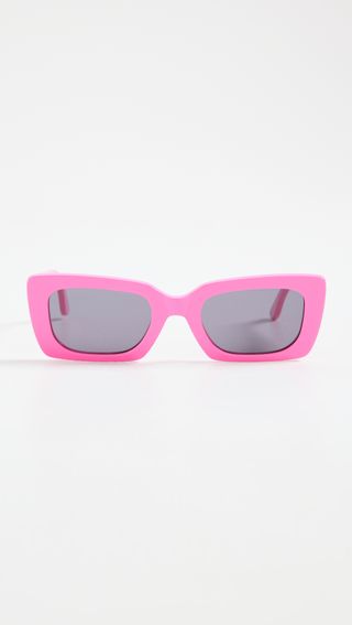 Illesteva + Wilson Hot Pink Sunglasses With Grey Flat Lenses