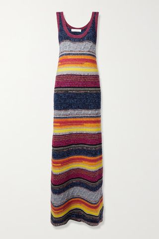 Chloé + Striped Cashmere and Wool-Blend Maxi Dress