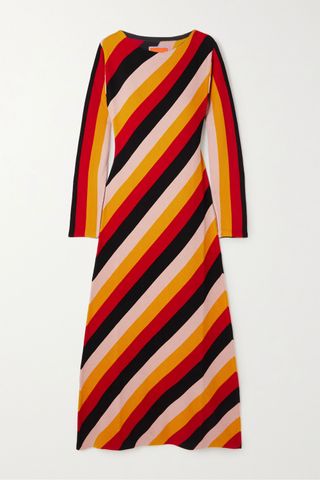 La Doublej + Swing Striped Wool and Silk-Blend Dress