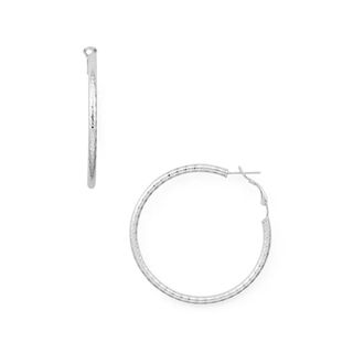 AQUA + Dimpled Sterling Silver Medium Hoop Earrings