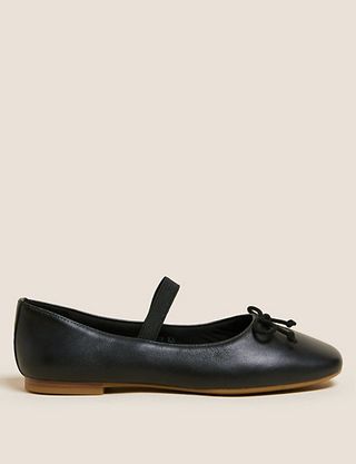 Marks and Spencer + Leather Bow Ballet Pumps
