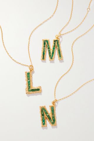 Pacharee + Alphabet Gold-Plated Emerald Necklace