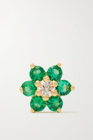 Maria Tash + 5.5mm 18-Karat Gold, Emerald and Diamond Single Earring
