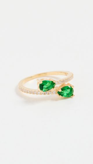 Adina's Jewels + Emerald Teardrop Wrap Ring