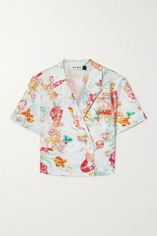 Rixo + Milan Double-Breasted Printed Cotton and Linen-Blend Voile Shirt