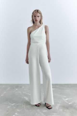 Zara + Asymmetric Pleated Jumpsuit