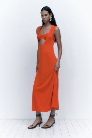 Zara + Deep Neckline Knit Dress