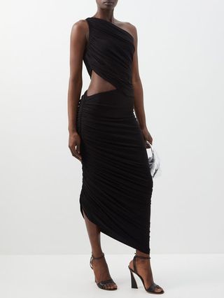 Norma Kamali + High-Rise Jersey Midi Skirt