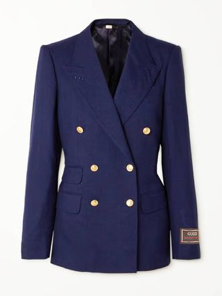 Gucci + Love Parade Double-Breasted Button-Embellished Woven Blazer