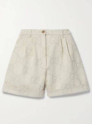 Gucci + Love Parade Pleated Cotton-Blend Jacquard Shorts