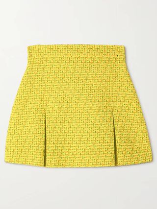 Gucci + Love Parade Pleated Cotton-Blend Tweed Mini Skirt