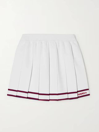 Gucci + Love Parade Striped Pleated Jersey Mini Skirt
