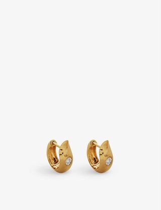 Monica Vinader + Deia 18ct Gold-Plated Vermeil Sterling Silver and Diamond Earrings
